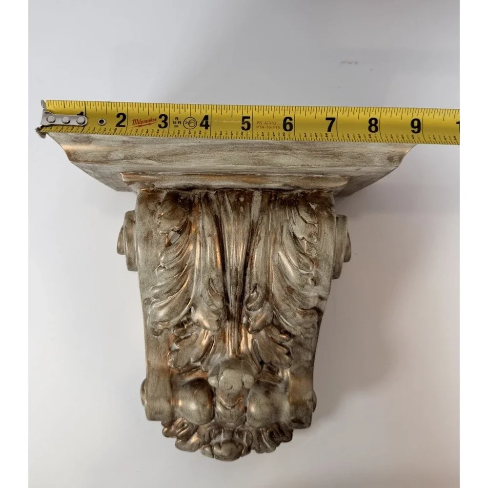 Vintage Midcentury Hollywood Regency Gold‎ Tone Wall Bracket Corbel Shelf 9-1/4